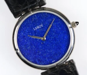 Gerald Genta Uhr Leroy G.1250-7 Handaufzug 18k Weissgold Lapis Lazuli selten - Bild 1 von 12
