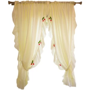 1 Panel Velvet Falbala Half Curtains Light Filtering Semi Blackout Rod Pocket - Picture 1 of 13
