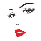 Femme Cils Rouge Lèvres Décalque Autocollant Mural Décoration Vivant Chambre