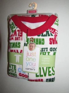 New Carter's Boys OR Girls One Piece CHRISTMAS Thermal Pajamas, Sz 6 Months - Picture 1 of 3