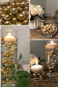 Ombre Floating Pearls Champagne Gold DIY floating pearl decor 60pc no hole