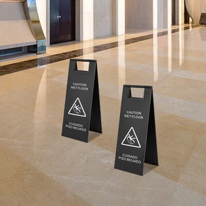 Letrero de piso mojado de acero inoxidable de 2 piezas de precaución letrero de piso mojado letrero de advertencia de seguridad - Imagen 1 de 19