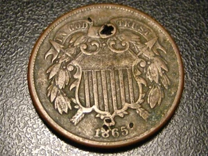 1865 Two Cent Piece Fine Detail - Picture 1 of 4