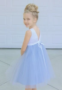 V-Back Lace Flower Girl Dress Baptism Dress Summer Easter Dress Bridesmaid Dress - Picture 1 of 30