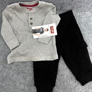 NEW Wrangler Long Sleeve & Pants Baby Boy Outfit Set 12 Months Gray Black Fall - Picture 1 of 8