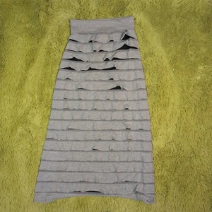 Y2k Max Edition Ruffle Skirt jersey Knit maxi Gray Skirt Size L - Picture 1 of 5
