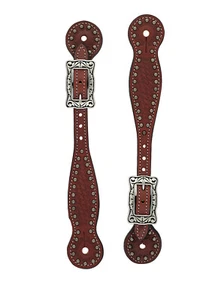 Weaver Leather Basketweave Bridle Leather Spur Straps, Cheatsnut, 30-0296-CH - Picture 1 of 1