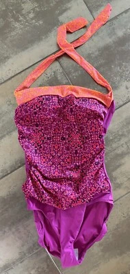 Nuevo Traje de Baño Leilani One Pc Naranja Púrpura Magenta Rosa Dorado Talla 14 Foto 1 de 4