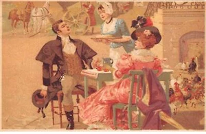 Chromos.AM15357.8x11 cm approx.Cafes Sao Paulo.Couple drinking a glass in ter - Picture 1 of 2