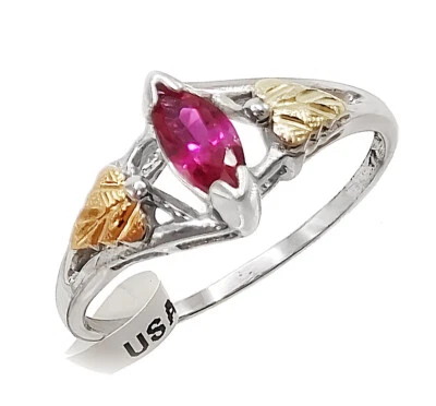 Black Hills Gold Sterling Silver Ring w Lab Created Ruby Ring Size 8 FAST SHIPP - Image 1 of 4