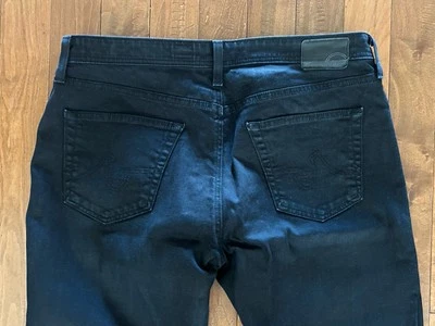 Pantalones de mezclilla negros de pierna recta AG para hombre talla 38 X 34 Foto 1 de 4