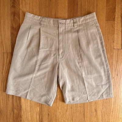 Tommy Bahama Shorts Mens 33 Beige Silk Pleated Dress Casual Relaxed Lightweight - Image 1 of 4