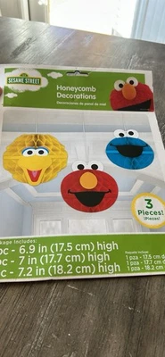 3 Decoraciones de fiesta de panal colgantes de calle de sésamo Big Bird Elmo Galleta Monstruo Foto 1 de 2