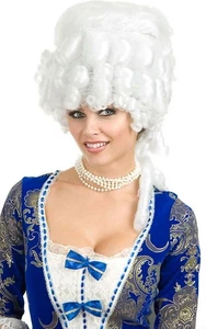 COLONIAL MAIDEN ADULT WIG WHITE RENAISSANCE MARIE ANTOINETTE DRESS UP ACCESSORY - Picture 1 of 2