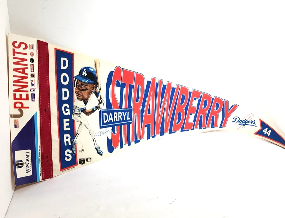 Banderín de béisbol de fieltro vintage Darryl Strawberry 44 Los Angeles Dodgers 12"x30" Foto 1 de 1