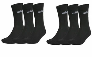 Adidas 6 Pack boys girls juniors crew Logo Socks Black UK size 3 - 6 EU 37-39 - Picture 1 of 6