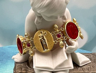 TAGLIAMONTE(1991B) 925 SS/YGP Venetian Cameo Bracelet *Rubies*Ceres*Reg.$500 - Image 1 of 4