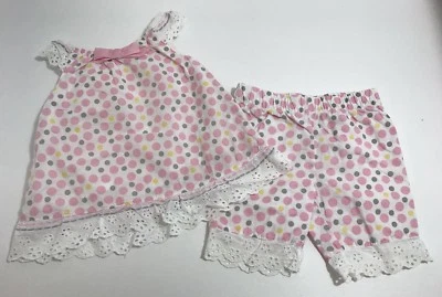 Conjunto de 2 piezas Piper & Posie talla 3mo lunares ojales rosa gris amarillo Foto 1 de 4