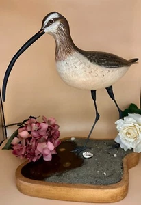 VERMONT LONG BILLED CURLEW SHOREBIRD HAND CARVED GAYLE UTLEY SCULPTURE C- 1993 - Bild 1 von 16