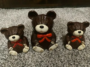 DE COLECCIÓN OTAGIRI OSO DE PELUCHE MARRÓN PAJARITA OLLA DE MIEL Y SALERO Y PIMENTERO - Imagen 1 de 9