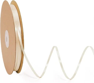 Nude Satin Ribbon 1/8 Inch 100 Yards Thin Luxury Double Faced Ivory Silk Ribbon - Picture 1 of 6