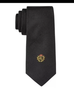 Lauren Ralph Lauren Boys Solid Crest Tie Black - Picture 1 of 3