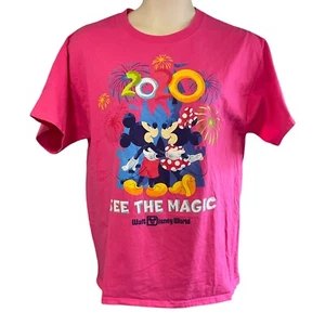 Disney Parks 2020 Women's Size Large Minnie and Mickey Pink Graphic T-Shirt WDW - Picture 1 of 3