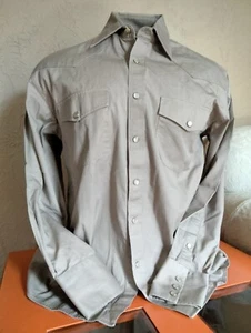 "Drysdale Western Wear" Khaki Heavyweight Cotton L/S Shirt size S - Picture 1 of 12
