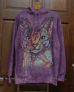 The Mountain Purple Pullover Hoodie Multicolor Cat Face Print Men's Size S - Picture 1 of 3