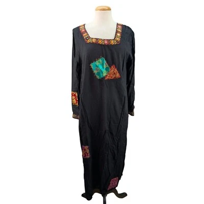 Sacred Threads Long Sleeve Maxi Dress M/L Squareneck Patchwork Witchy Goth NWT - Image 1 of 4
