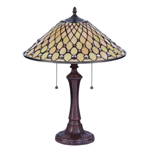 Tiffany-style Victorian 2 Bulb Table Lamp 16" Shade Glass Beads ONE THIS PRICE - Picture 1 of 3