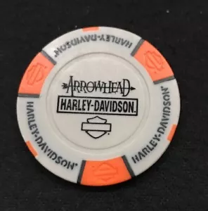 Peoria, Arizona Arrowhead Harley Davidson Poker Chip / Gray & Orange - Picture 1 of 2