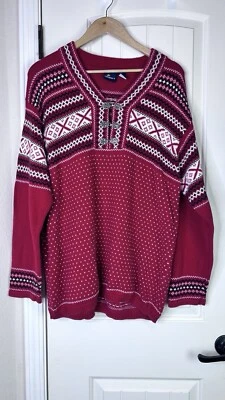 Suéter Nórdico De Colección LIZSPORT Para Mujer Talla L Fair Isle Rojo Cierres Vacaciones Viaje Foto 1 de 4