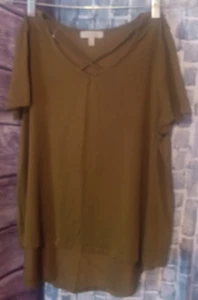 Wonderly Girls Olive Green Crossed At Top Blouse XL 0245 - Picture 1 of 4