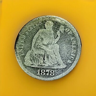 1878 CC Below Seated Silver Liberty Dime 10c VG+ Details RARE DATE! - Image 1 of 4