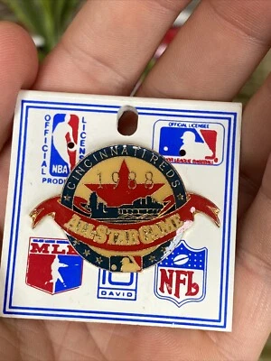 Vintage 1988 Cincinnati Reds MLB Baseball All-Star Game Press Pin By Peter David - Image 1 of 4