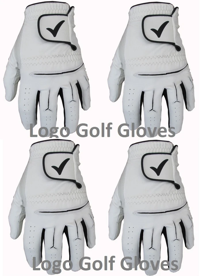LOGO GOLF 4 Golfhandschuhe 100% Cabretta Leder Zeckenlogo 5 Größen Small Medium Large M/L XL