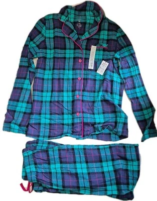 Nuevo con etiquetas Sonoma Talla Xs Franela Cuadros 2 Piezas Conjunto Pijama 100% Algodón Verde azulado Rosa Azul Marino Nuevo Foto 1 de 4