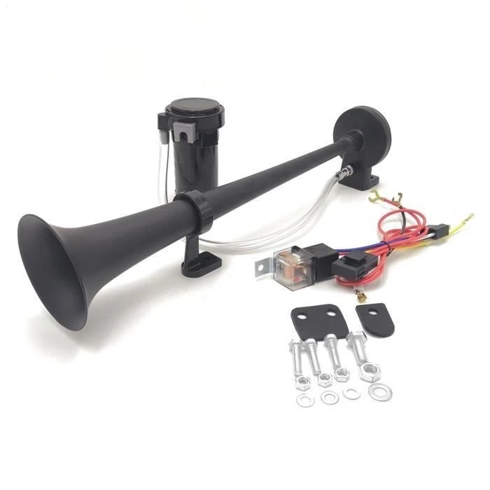 Klaxon YIYIDA12V air horn de voiture 150dB 450mm Corne de l'air chrome zinc noir - Photo 1/2