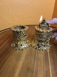 Juego de encendedores de mesa ventiladores dorados vintage - Imagen 1 de 6
