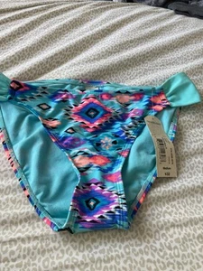 Arizona Jean Co Girls Bikini Bottom Blue Teal Multicolor Size M/L Swimsuit  NWT - Picture 1 of 6