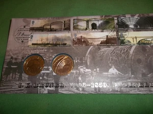 2006 BRUNEL GREAT BRITAIN ROYAL MAIL FDC AND 2 X  £2 COINS - Picture 1 of 3