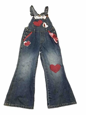 Baberos antiguos azul marino para niñas 6-7 monos parches corazón rojo patriótico San Valentín juvenil Foto 1 de 4