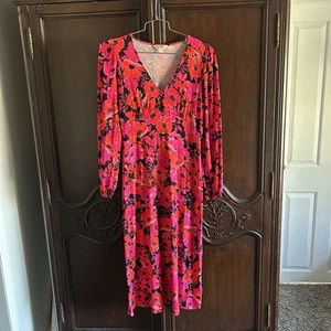 Miss Selfridge Red & Pink Floral A Line Dress size 8 - Picture 1 of 8