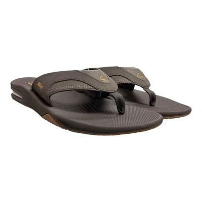 Sandália Masculina Flip Flop Reef Fanning com Sola Abridora de Garrafa (Marrom/Goma) Tamanho 10 - Imagem 1 de 4