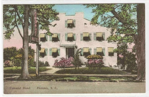 Postal coloreada a mano Colonial Hotel Florence Carolina del Sur Albertype - Imagen 1 de 1