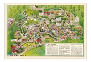 Mapa ilustrado vintage del zoológico de San Diego - Póster colorido de los años 60 - Decoración con impresión artística - Imagen 1 de 3