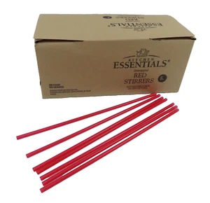 Large Red Plastic Stir Straw Sip Stirrer For Coffee And Cocktail 8" 500 B - Picture 1 of 7