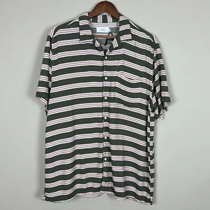 Onia Hemd Herren Große Grün Streifen Camp Kragen Kurzarm Freizeit Tasche L Neu - Bild 1 von 11