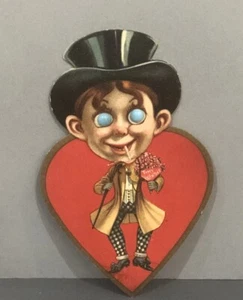 Vintage Raphael Tuck Valentine Card Glass Eyes Top Hat Alfred P Neuman? Germany - Picture 1 of 4